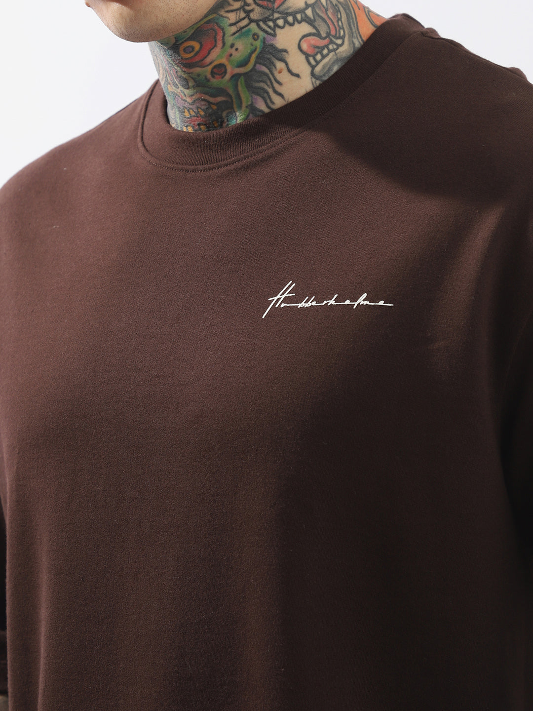 Hubberholme Men Extended Sleeves Oversized Fit Solid T-shirt