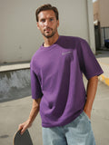 Hubberholme Men Cotton Solid Oversized Crew Neck Half Sleeves Tshirts
