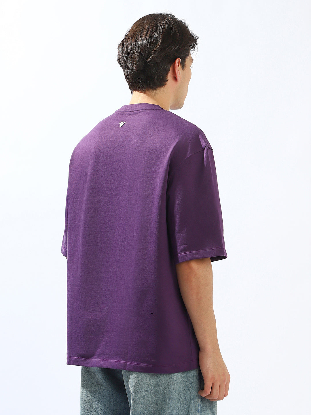 Hubberholme Men Cotton Solid Oversized Crew Neck Half Sleeves Tshirts