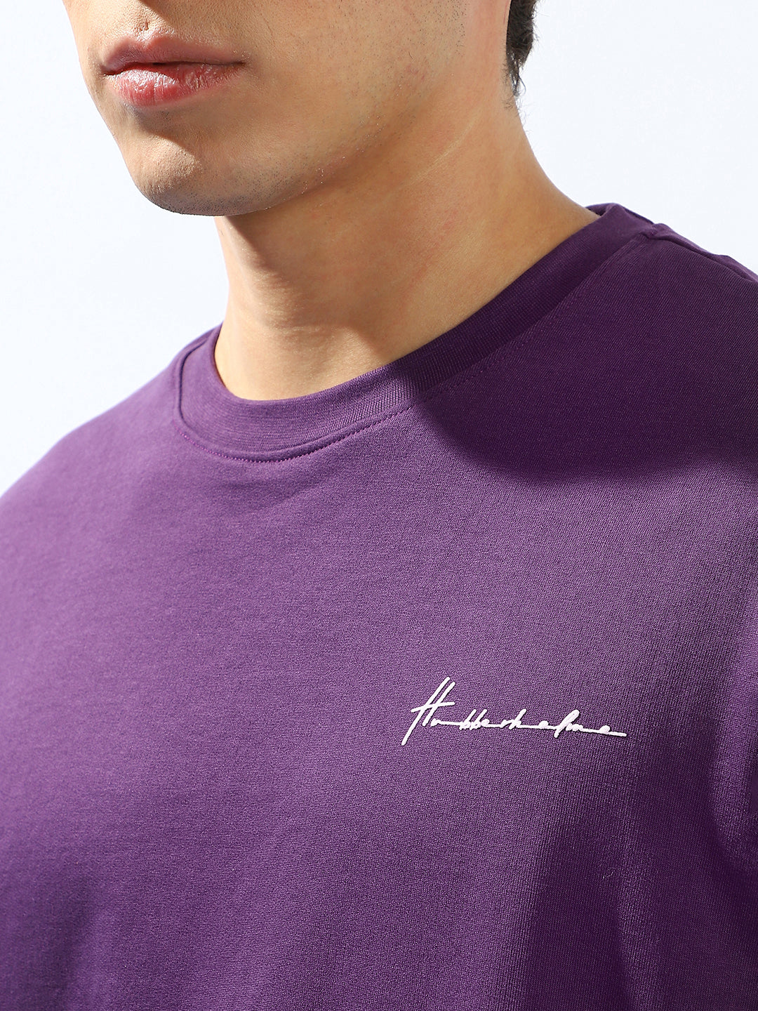 Hubberholme Men Cotton Solid Oversized Crew Neck Half Sleeves Tshirts