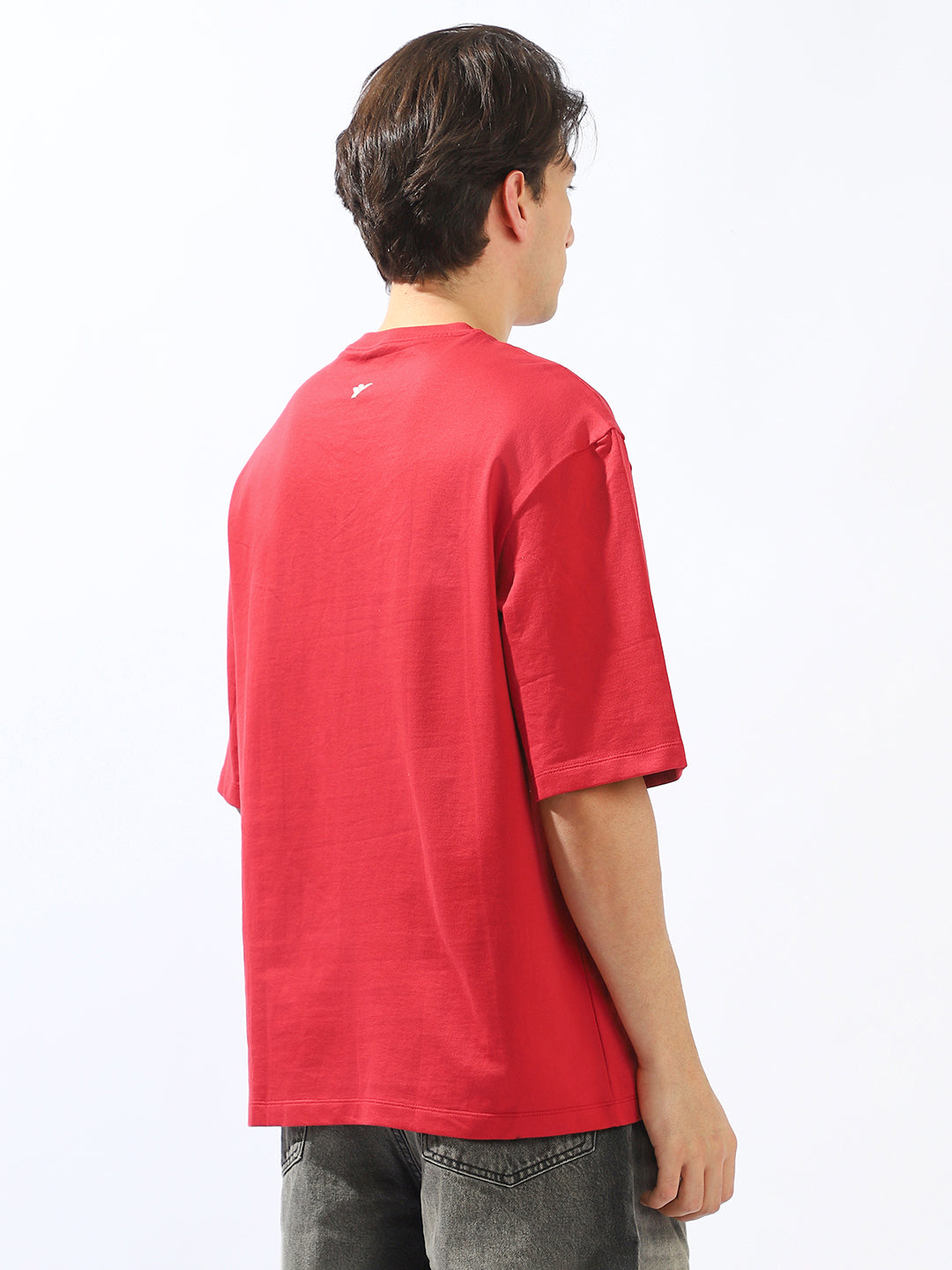 Hubberholme Men Cotton Solid Oversized Crew Neck Half Sleeves Tshirts