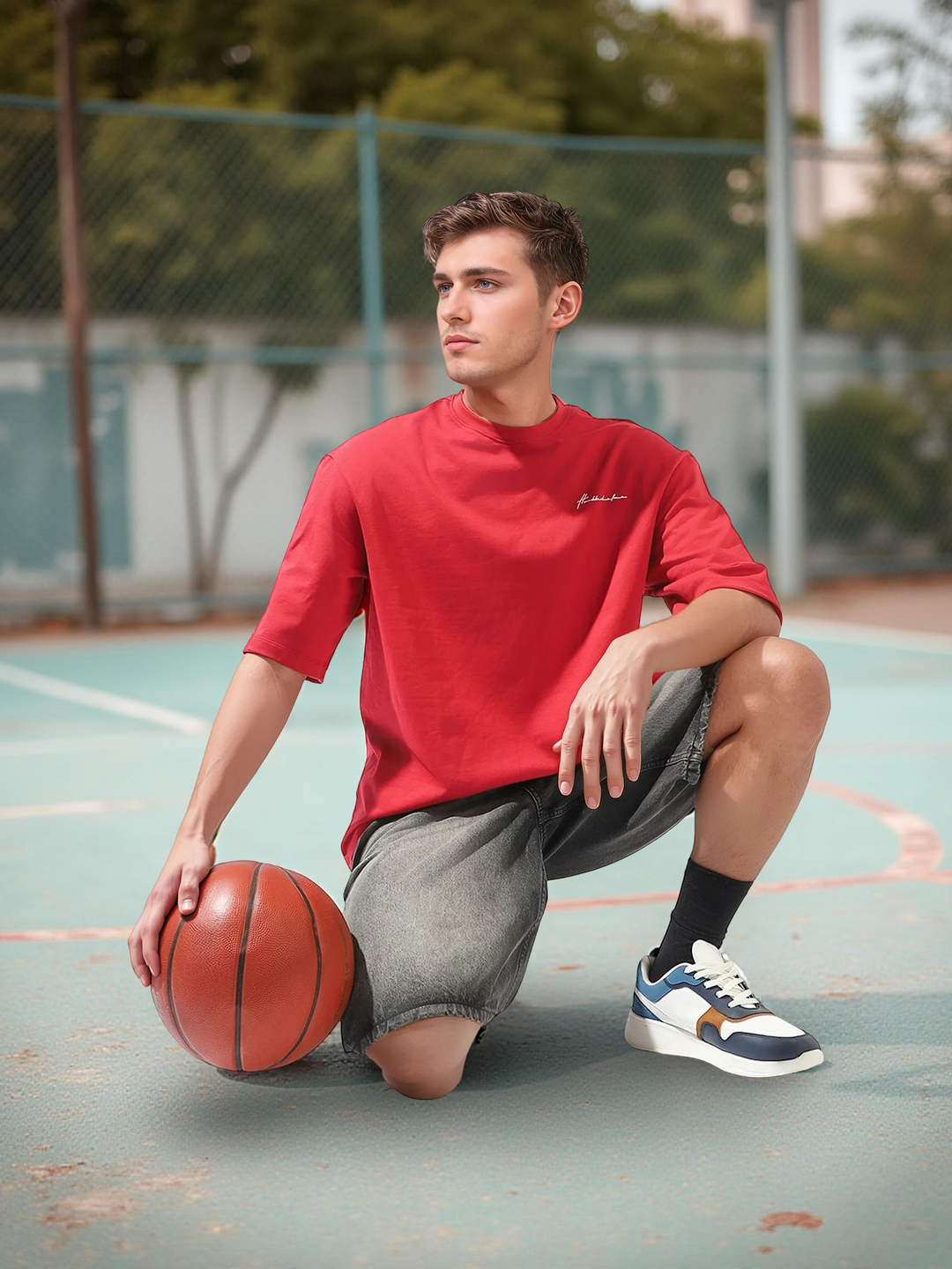Hubberholme Men Cotton Solid Oversized Crew Neck Half Sleeves Tshirts