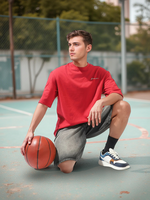 Hubberholme Men Cotton Solid Oversized Crew Neck Half Sleeves Tshirts