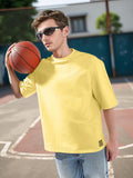 Hubberholme Men Cotton Solid Oversized Crew Neck Half Sleeves Tshirts