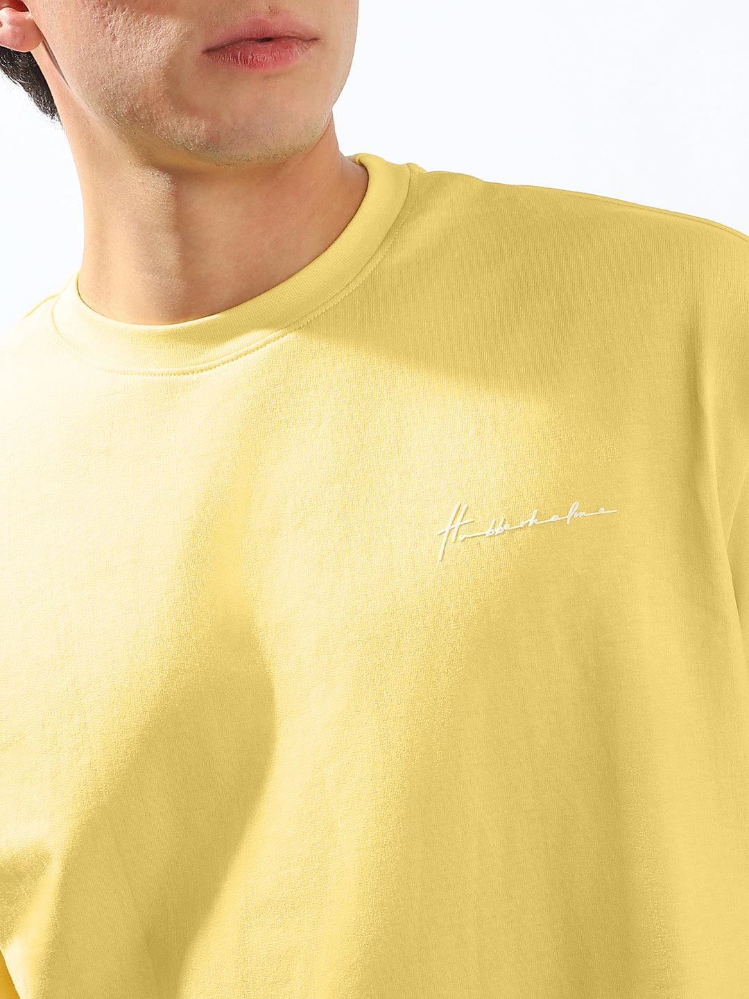 Hubberholme Men Cotton Solid Oversized Crew Neck Half Sleeves Tshirts
