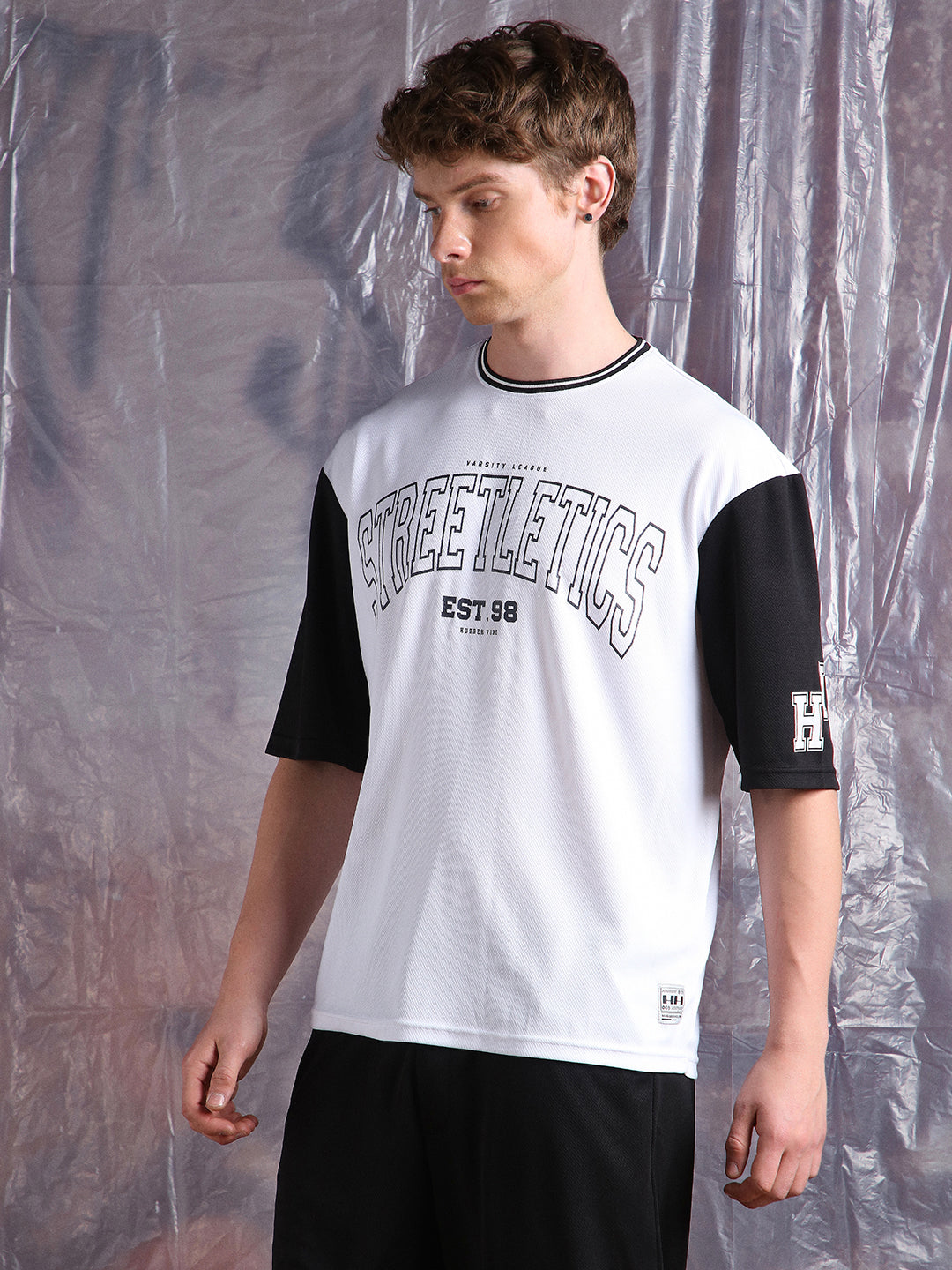 Hubberholme Men Streetletics Typography Printed Round Neck Relaxed Fit Mesh T-shirt