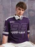 Hubberholme Men Moto Varsity Graphic Printed Oversized Fit T-shirt