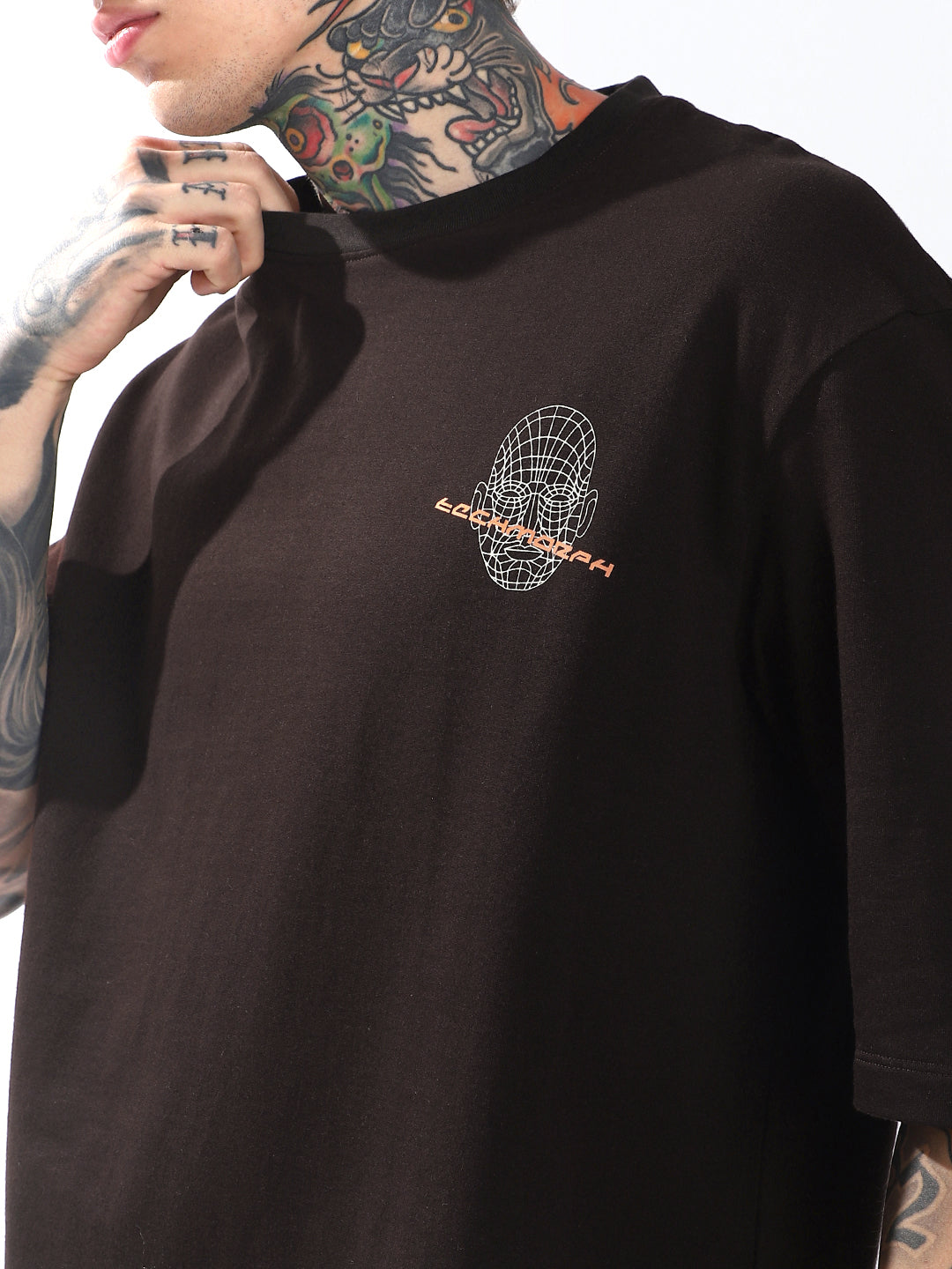 Hubberholme Men Graphic Printed Round Neck Cotton Oversized T-shirt