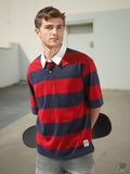 Hubberholme Men Cotton Strip Oversized Spread Collar Halfsleeve Tshirts