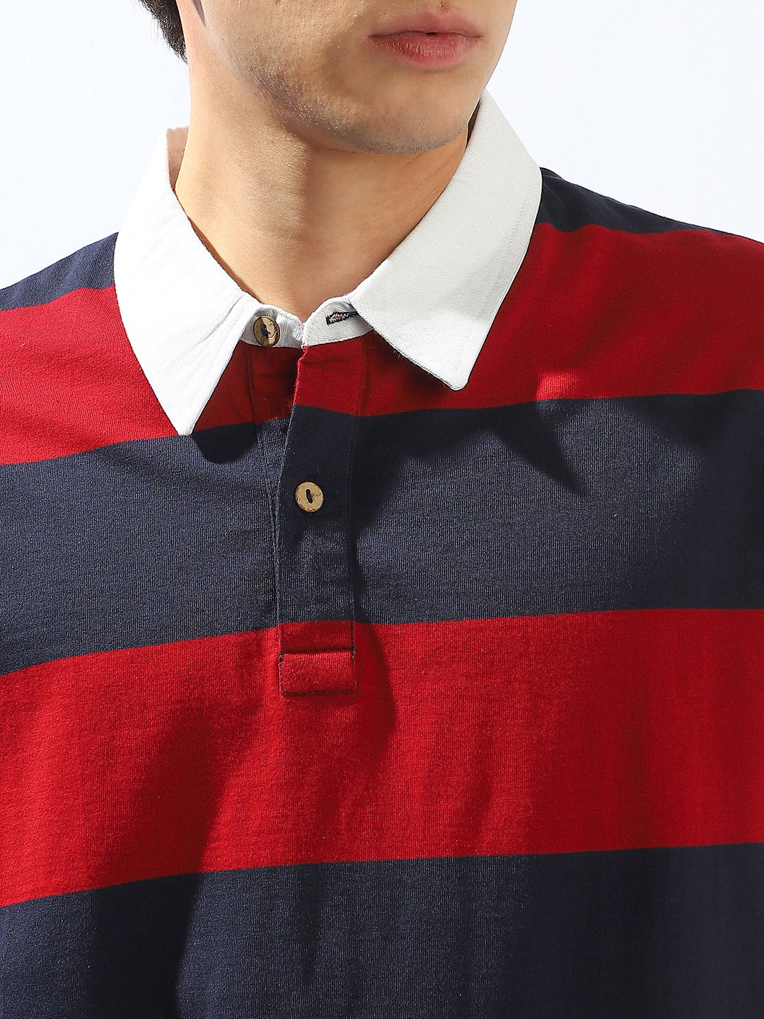 Hubberholme Men Cotton Strip Oversized Spread Collar Halfsleeve Tshirts