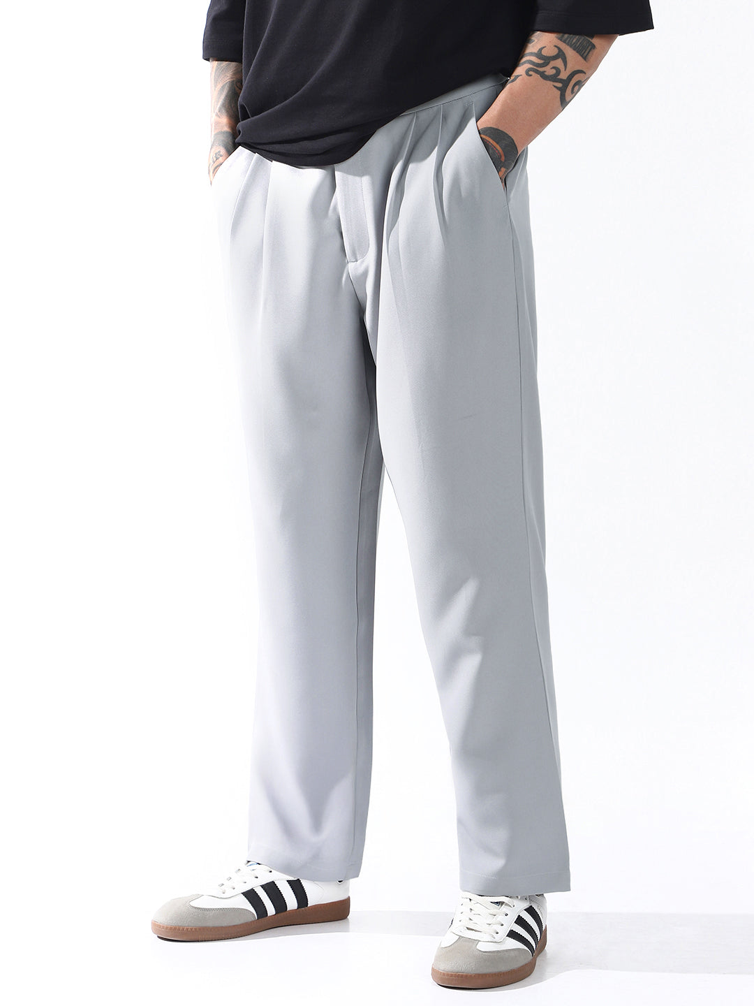 Hubberholme Men Relaxed Straight Leg Easy Wash Korean Trousers
