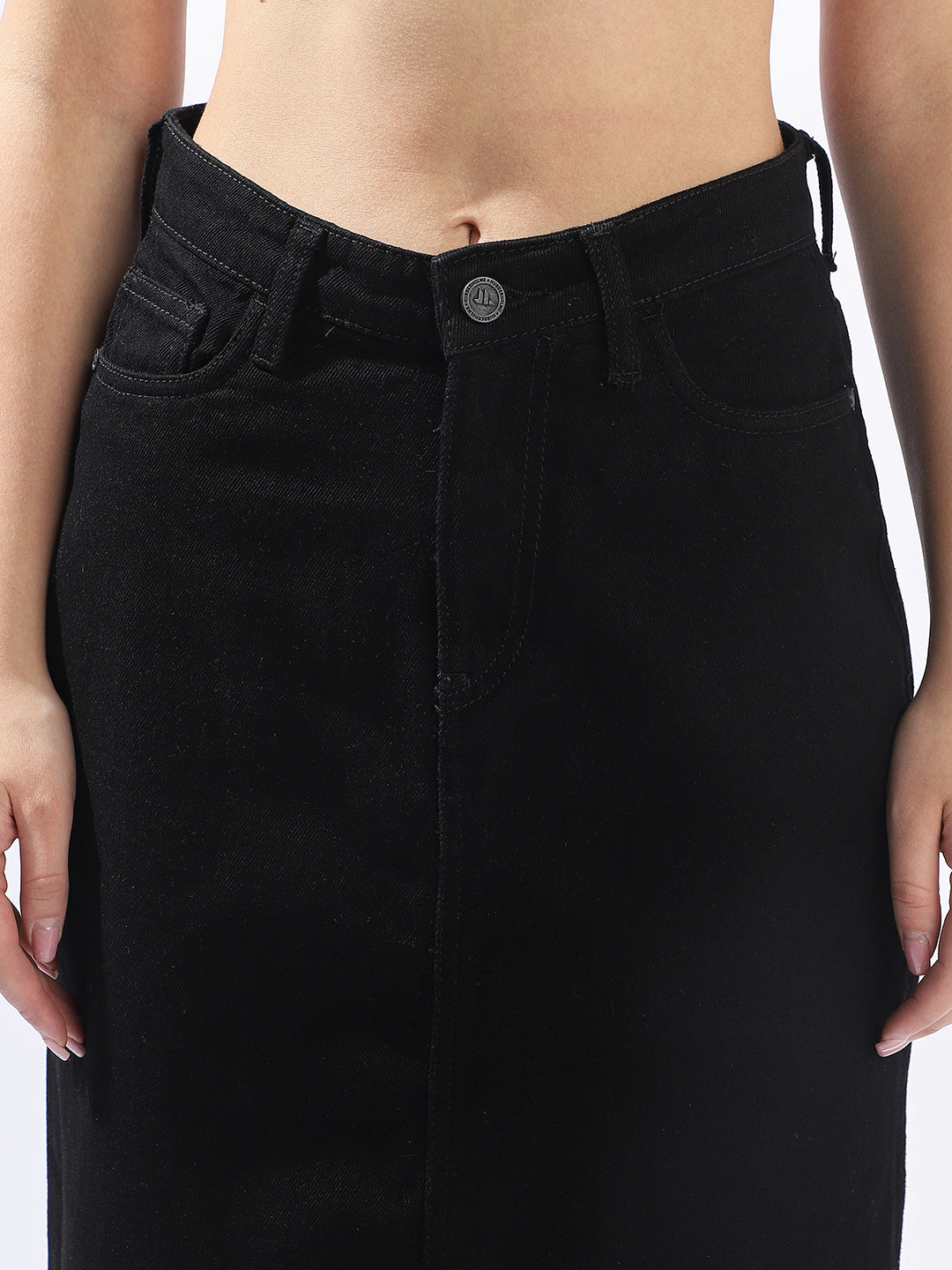 Hubberholme Women Washed Pencil  Midi High-Rise Straight Skirts