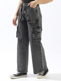 Hubberholme Women Comfort Wide Leg High-Rise Heavy Fade Jeans