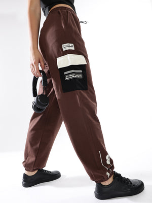 Hubberholme Women Colourblocked Jogger High-Rise  Casual Track Pants