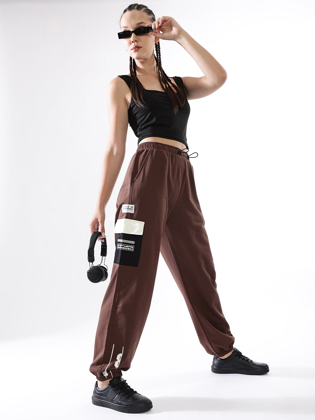 Hubberholme Women Colourblocked Jogger High-Rise  Casual Track Pants