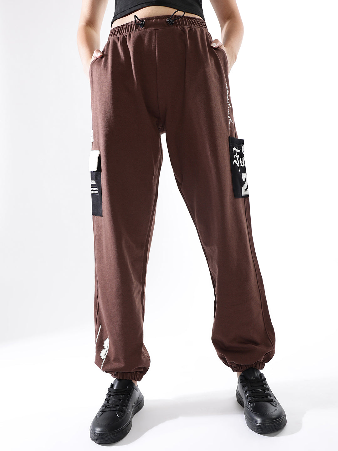 Hubberholme Women Colourblocked Jogger High-Rise  Casual Track Pants