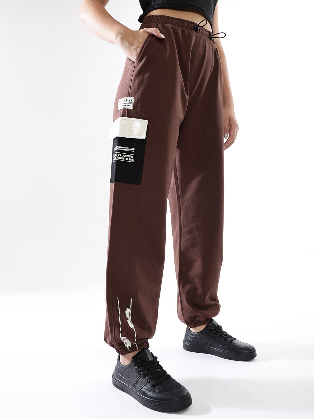 Hubberholme Women Colourblocked Jogger High-Rise  Casual Track Pants