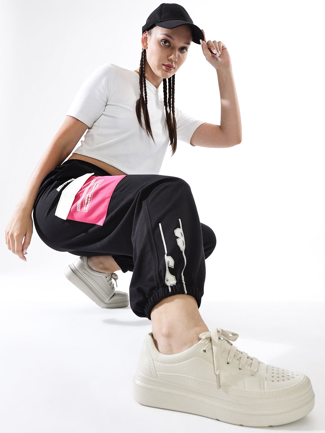 Hubberholme Women Colourblocked Jogger High-Rise  Casual Track Pants