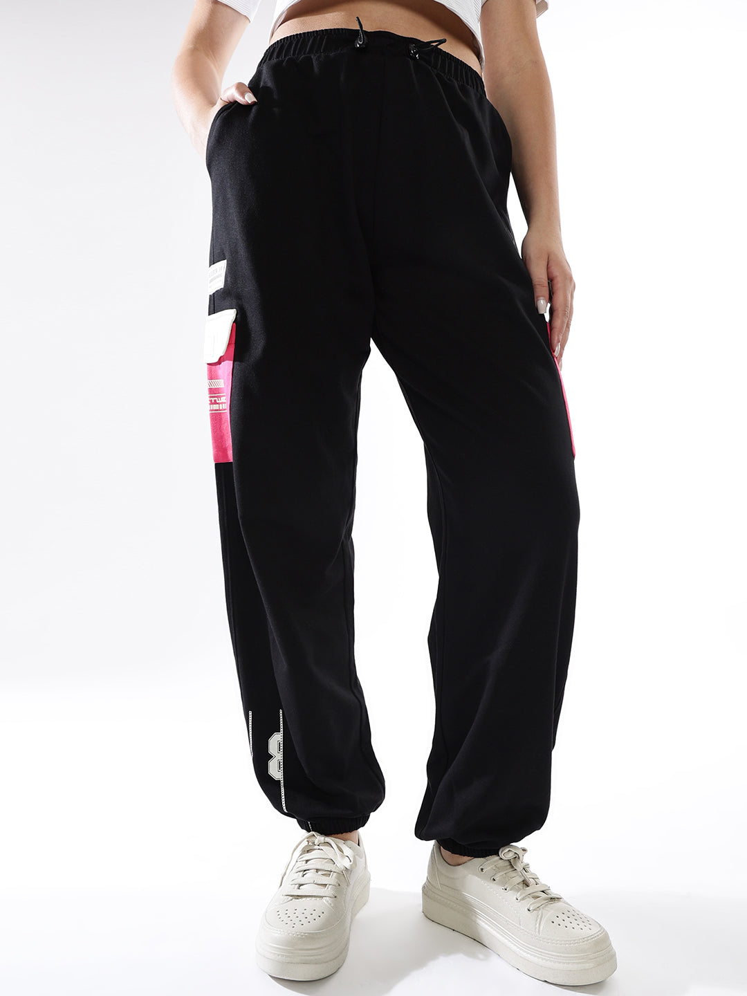 Hubberholme Women Colourblocked Jogger High-Rise  Casual Track Pants