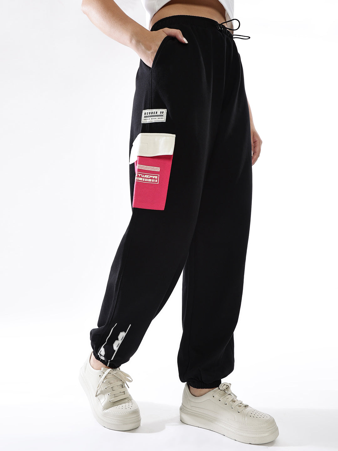 Hubberholme Women Colourblocked Jogger High-Rise  Casual Track Pants