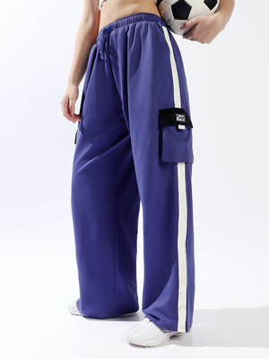 Hubberholme Women Solid Knitted Wide Leg Loose Fit High-Rise Casual Trackpants