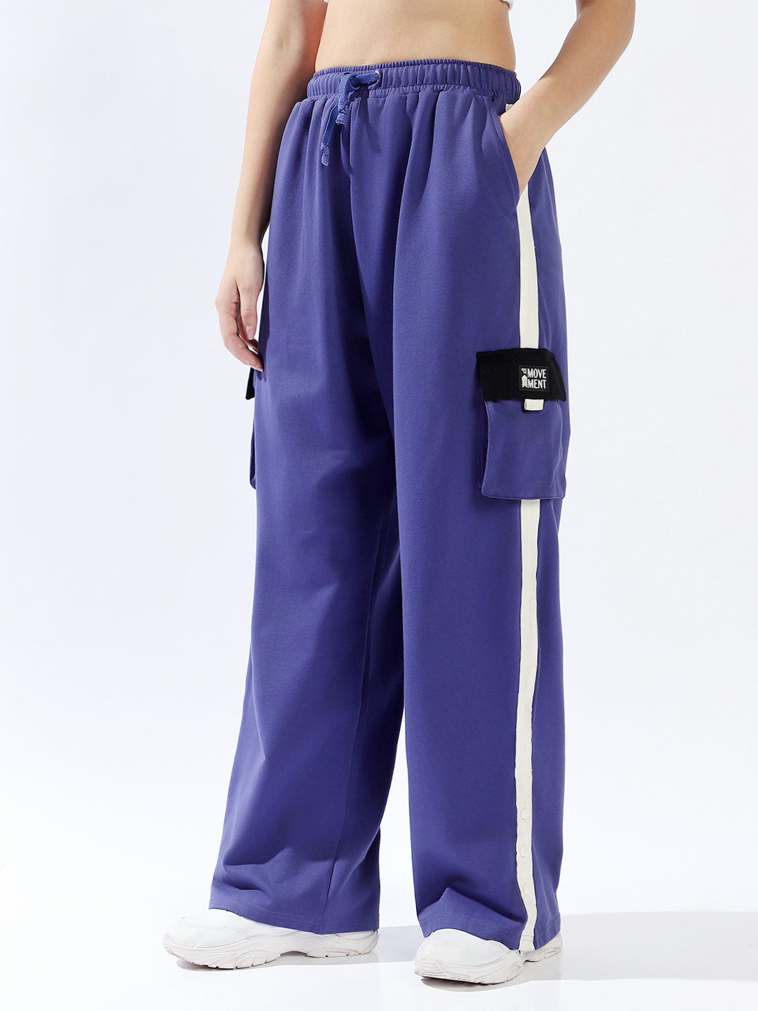 Hubberholme Women Solid Knitted Wide Leg Loose Fit High-Rise Casual Trackpants
