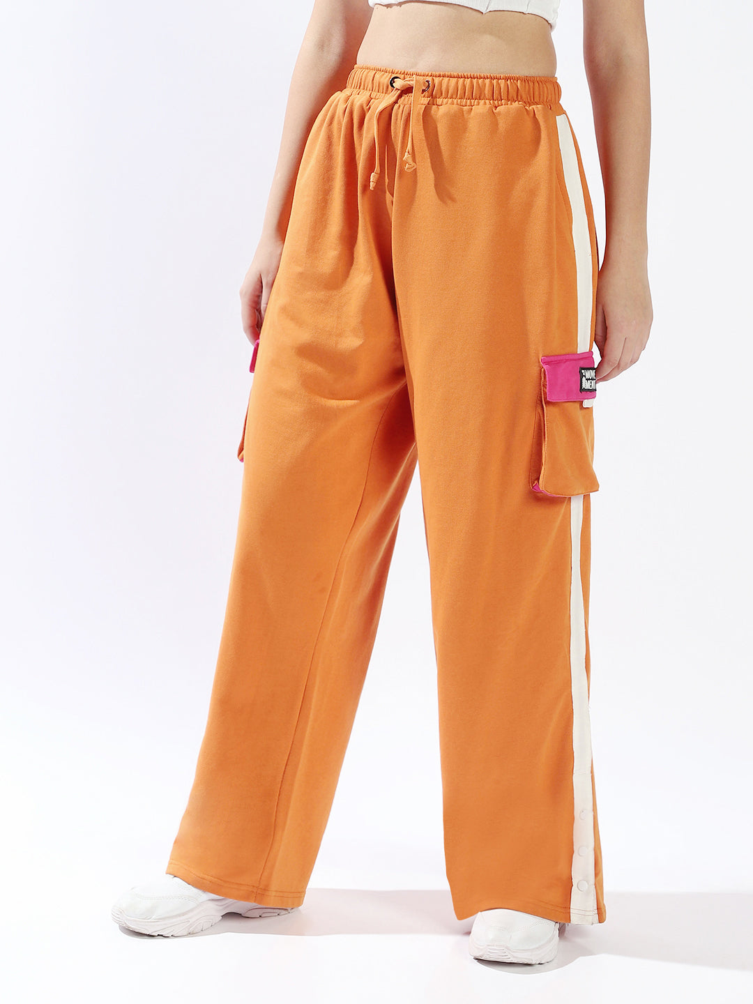 Hubberholme Women Solid Knitted Wide Leg Loose Fit High-Rise Casual Trackpants