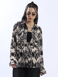 Hubberholme Women Comfort Oversized Fit Abstract Printed Spread Collar Casual Shirt