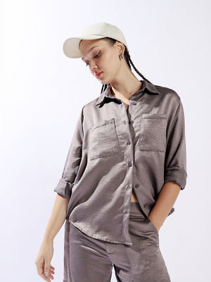 Hubberholme Women Oversized Fit Spread Collar Full Sleeves Shirts