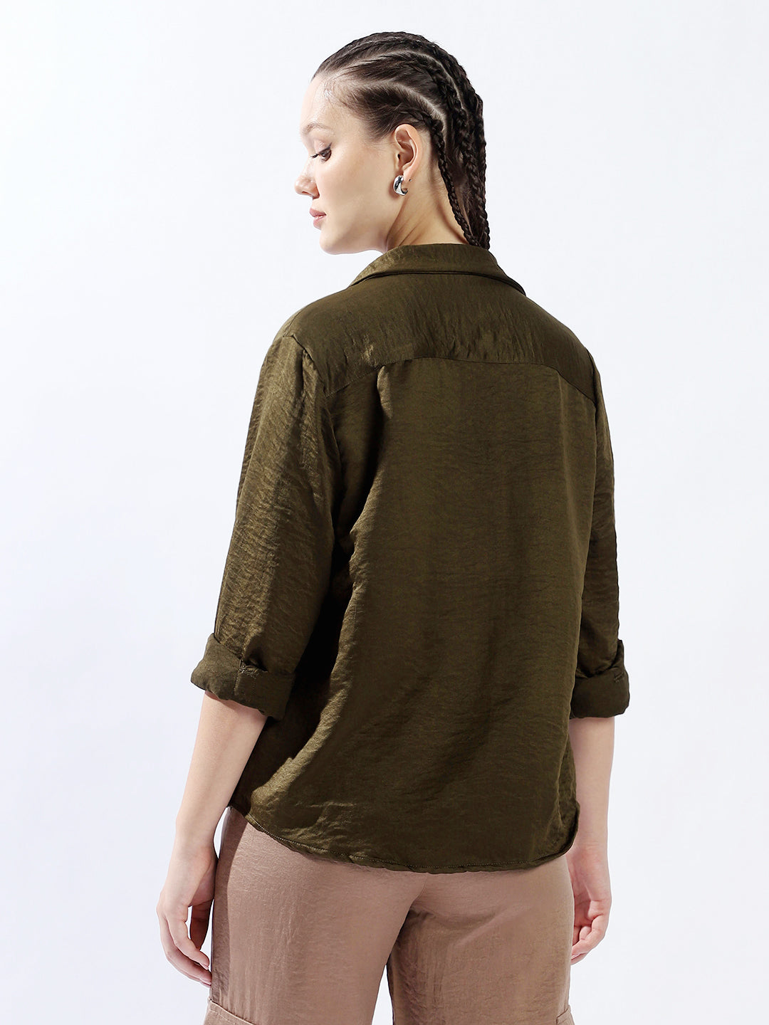 Hubberholme Women Oversized Fit Spread Collar Full Sleeves Shirts