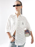 Hubberholme Women Schiffli Oversized  Spread collar Full Sleeve Shirts