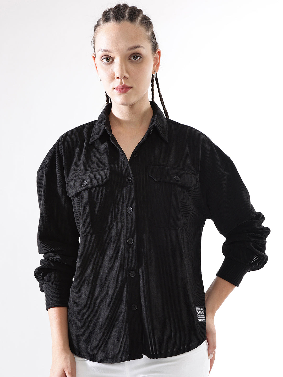 Hubberholme Women Self Design Relaxed Fit  Spread Collar Fullsleeve Casual Shirts