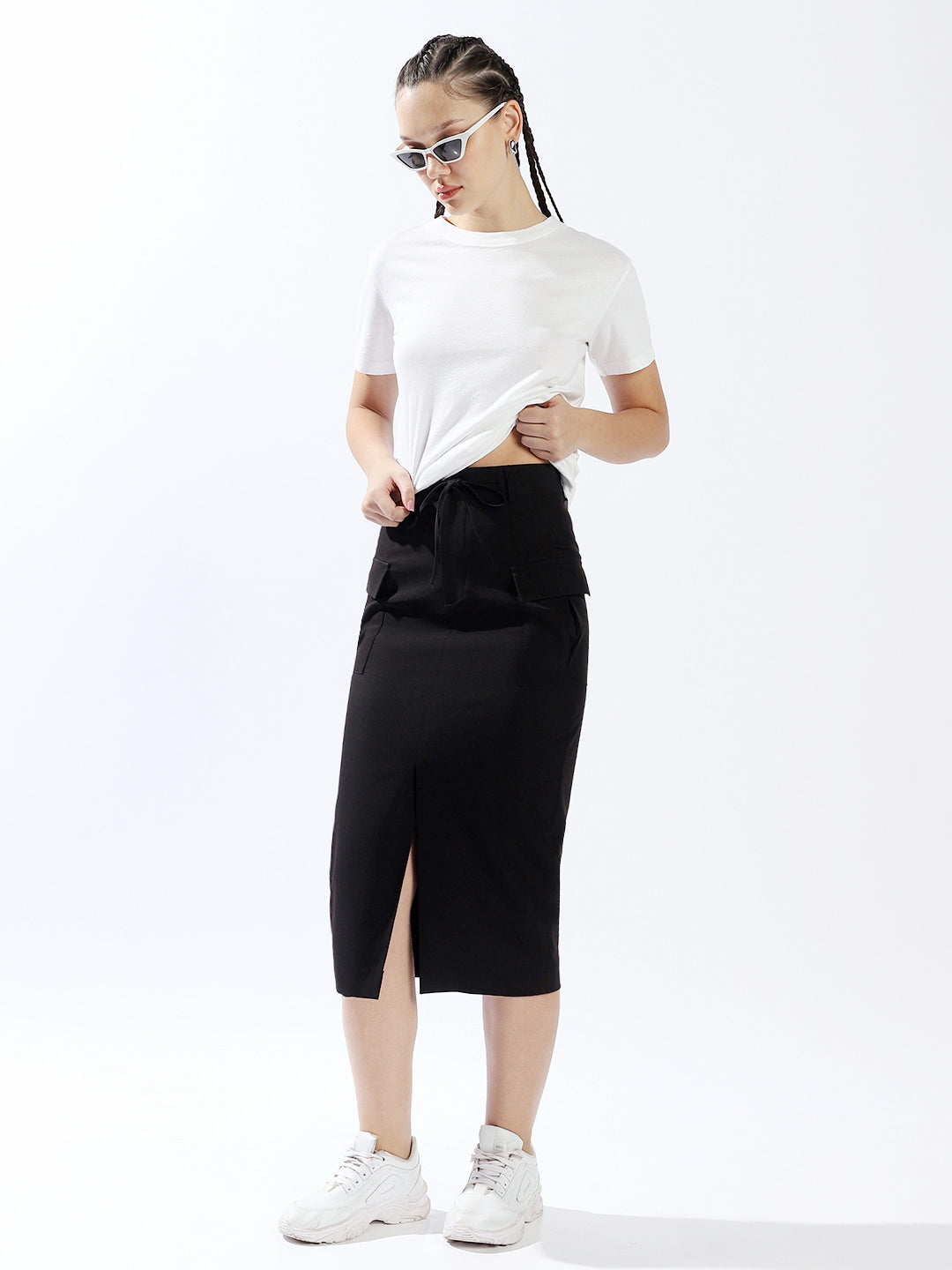 Hubberholme Women Solid A-line with side slit Tailored Fit High-Rise Skirt