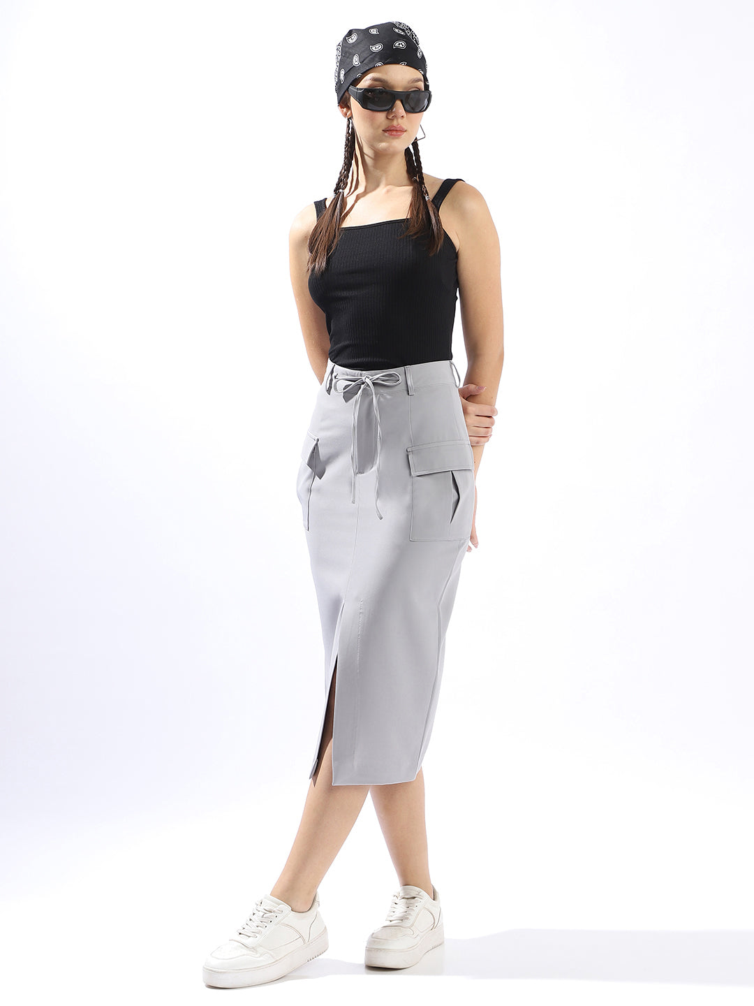 Hubberholme Women Solid Tailored Fit A-line with side slit High-Rise Straight Skirts