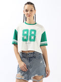 Hubberholme Varsity Printed Round Neck Short Sleeves Boxy Cotton T-shirt