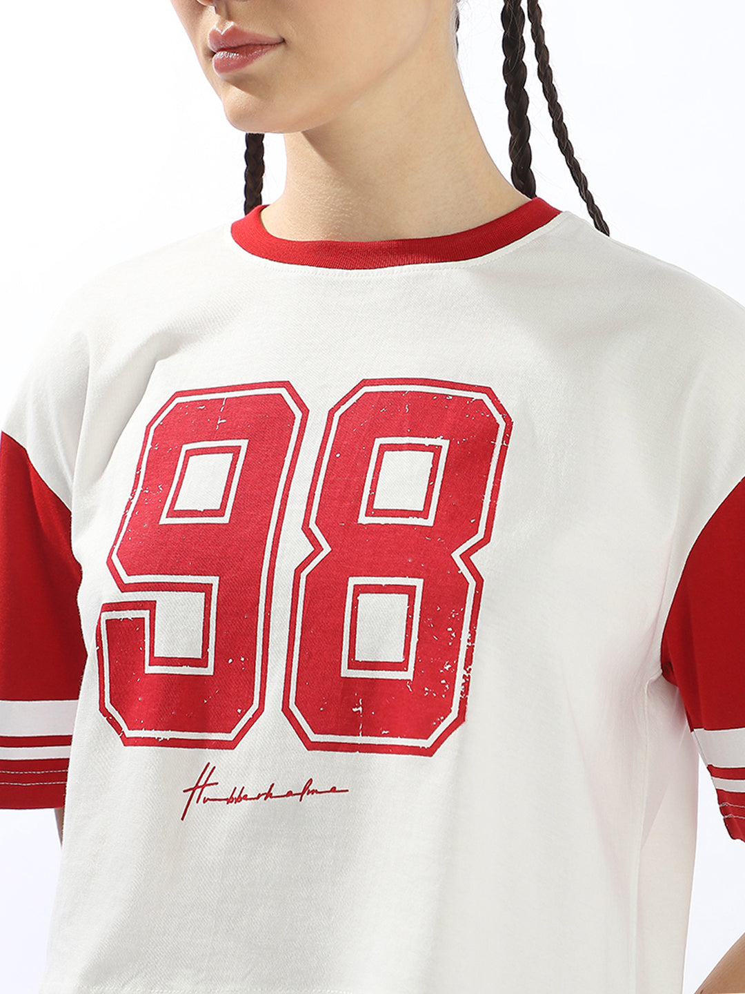 Hubberholme Typography Printed Round Neck Short Sleeves Boxy Cotton T-shirt