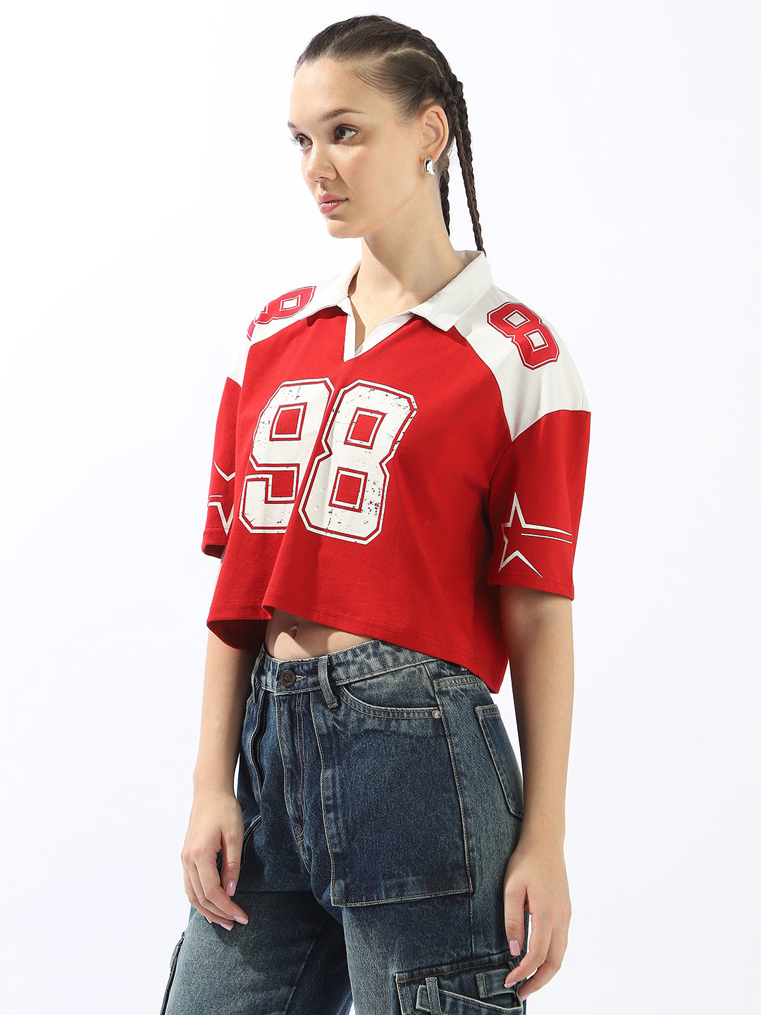 Hubberholme Varsity Printed Polo Collar Boxy Cotton T-shirt