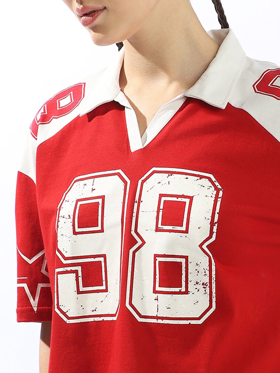 Hubberholme Varsity Printed Polo Collar Boxy Cotton T-shirt