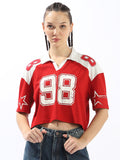 Hubberholme Varsity Printed Polo Collar Boxy Cotton T-shirt