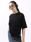 Hubberholme Embroidered Round Neck Short Sleeves Cotton T-shirt