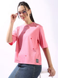 Hubberholme Self Design Round Neck Short Sleeves Pockets Cotton T-shirt