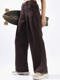 Hubberholme Women Solid Wide Leg Regular High-Rise Straight Trousers