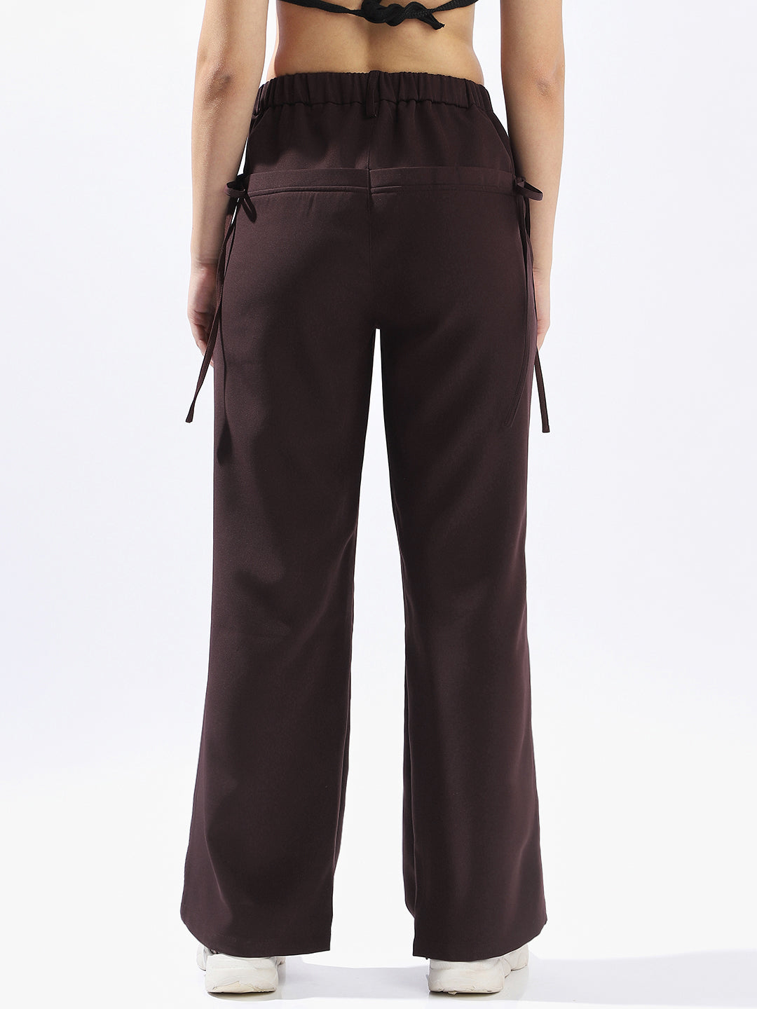 Hubberholme Women Solid Wide Leg Regular High-Rise Straight Trousers