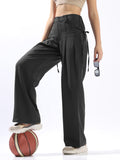 Hubberholme Women Solid Wide Leg Regular High-Rise Straight Trousers