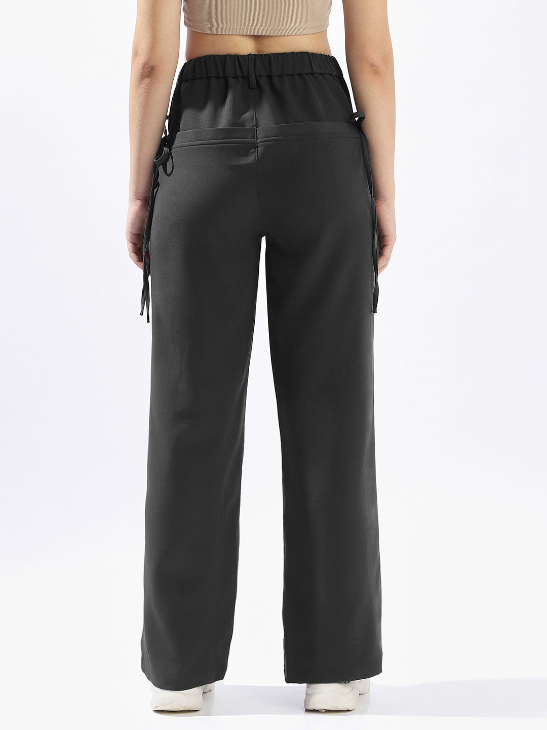 Hubberholme Women Solid Wide Leg Regular High-Rise Straight Trousers