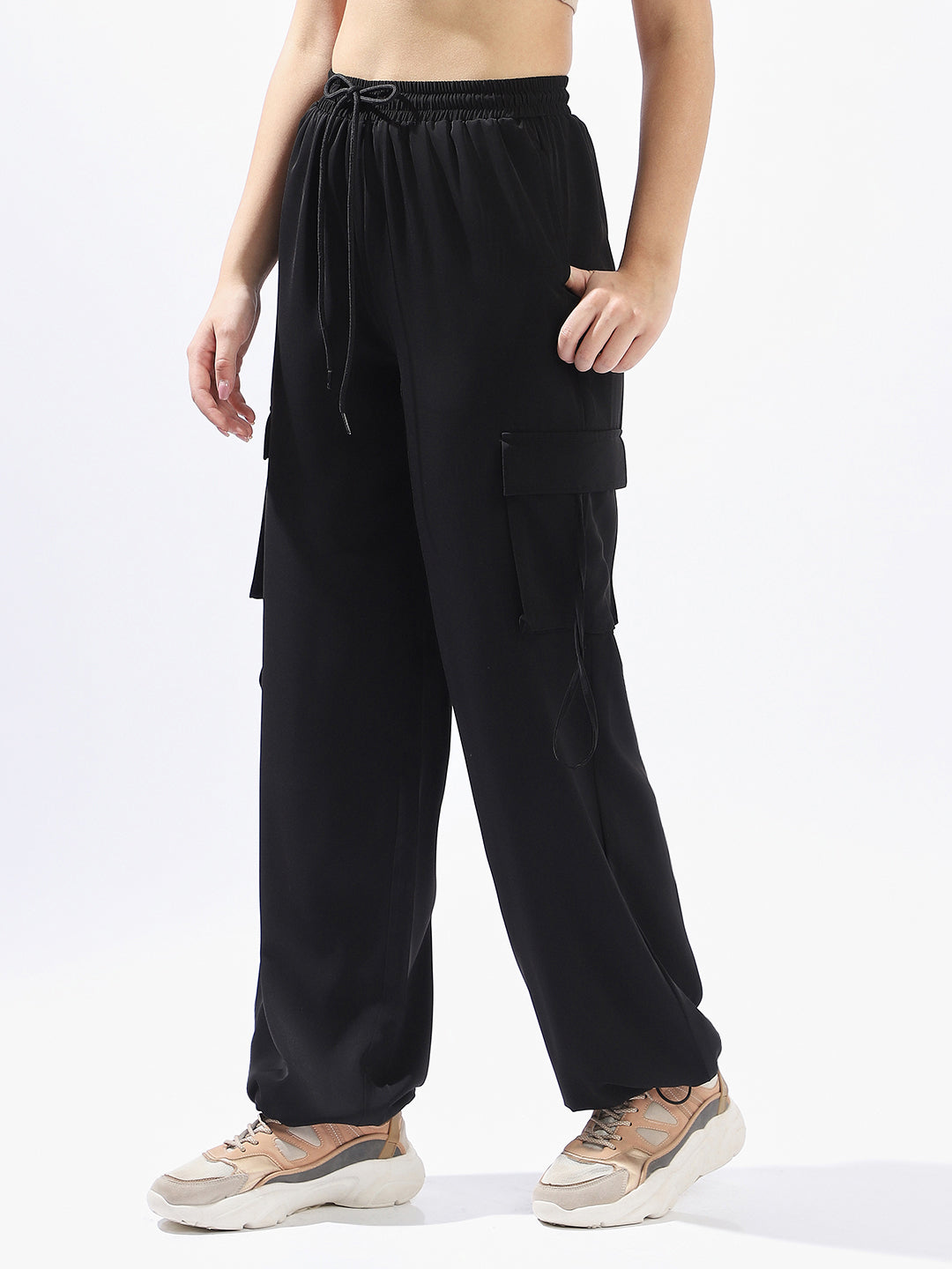 Hubberholme Women Solid Wide Leg Regular High-Rise Straight Trousers