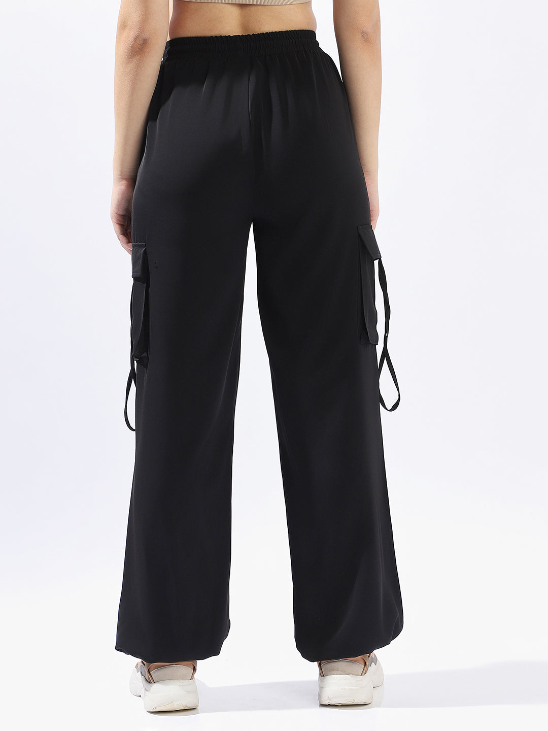 Hubberholme Women Solid Wide Leg Regular High-Rise Straight Trousers