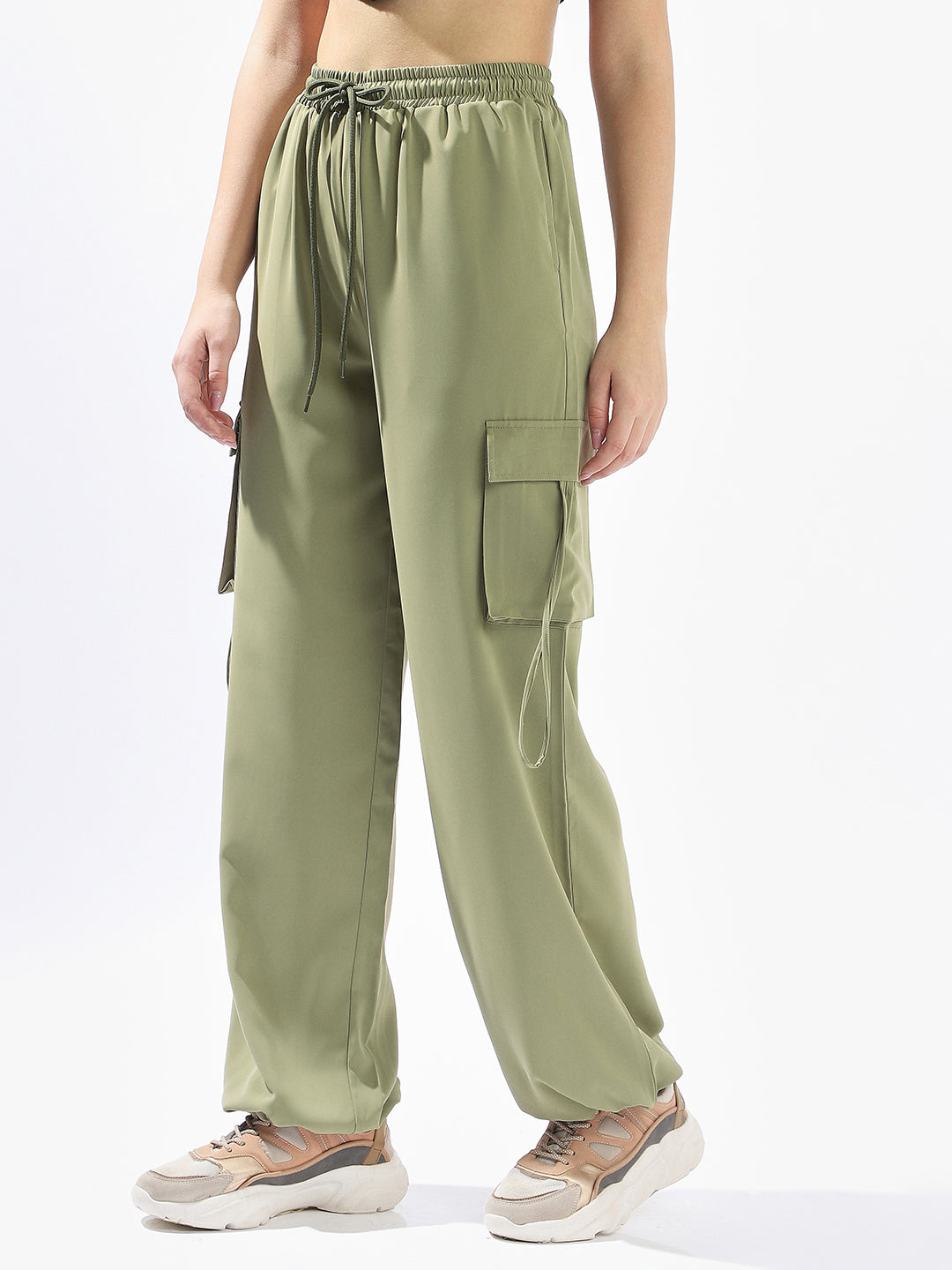Hubberholme Women Solid Wide Leg Regular High-Rise Straight Trousers