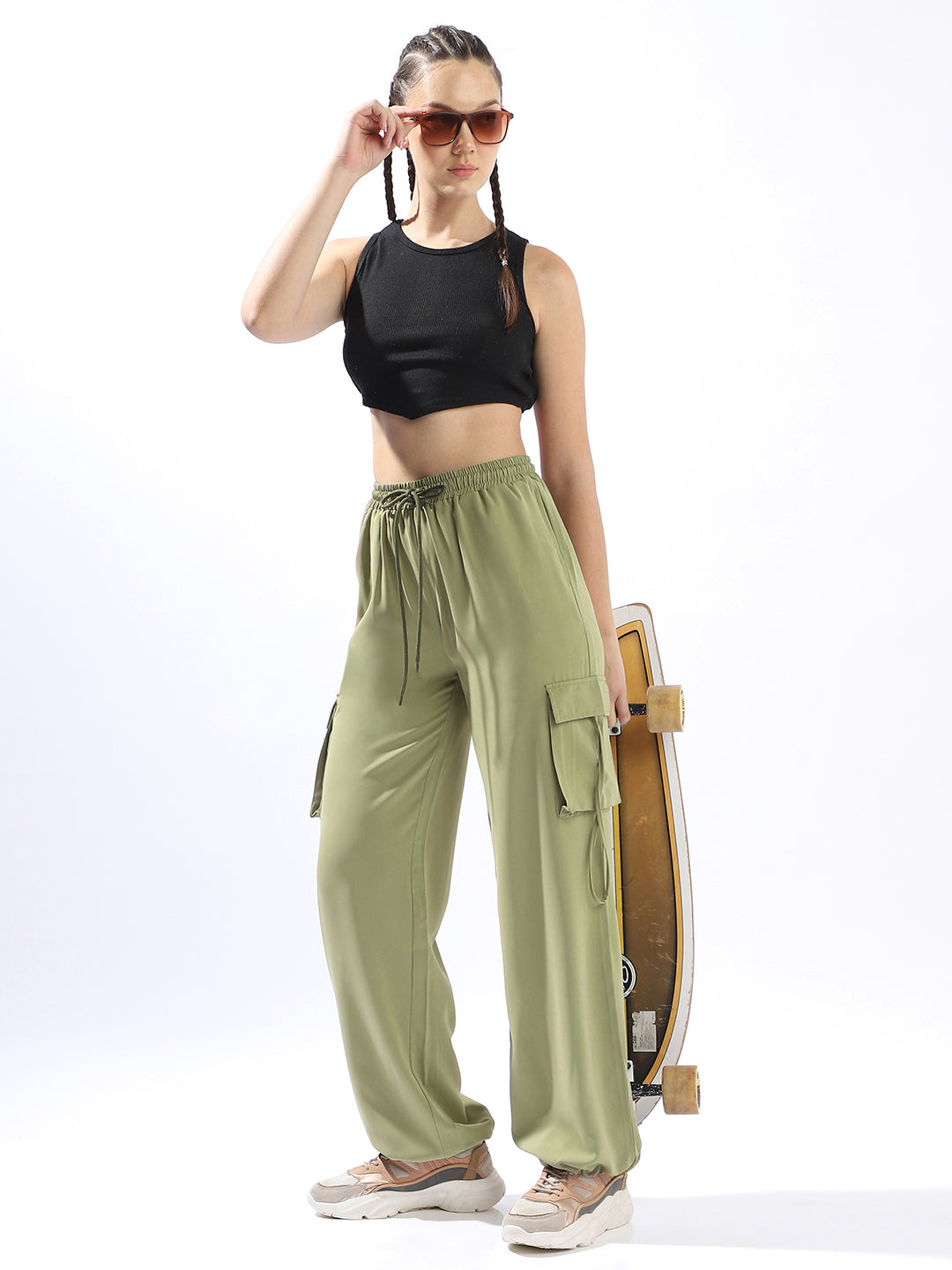 Hubberholme Women Solid Wide Leg Regular High-Rise Straight Trousers