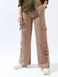 Hubberholme Women Polyester Wide Leg High-Rise Casual Trousers